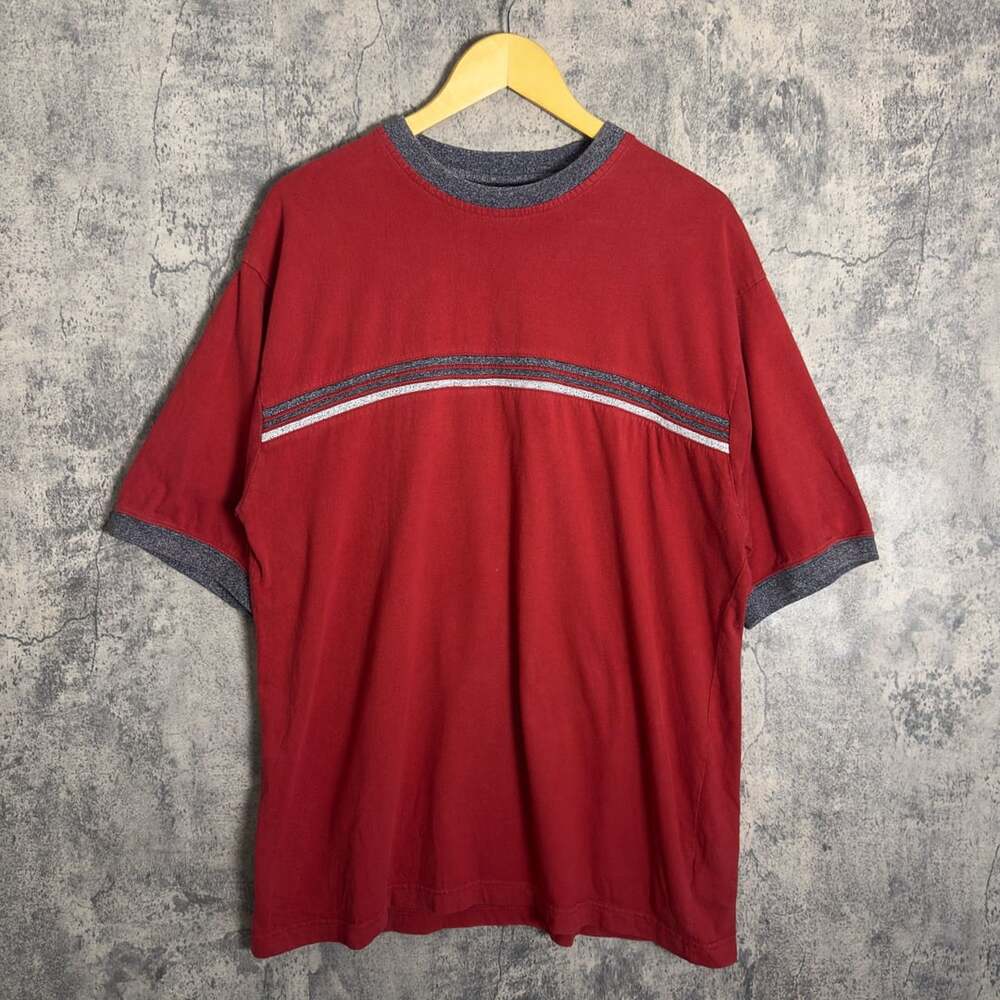 Faded Glory Vintage 2000s Baggy Striped Red Shirt Size L